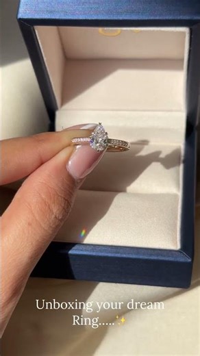 Pear Diamond Engagement Ring | Pear Lab Grown Diamond Ring | Pave Setting & Claw Prong 💎