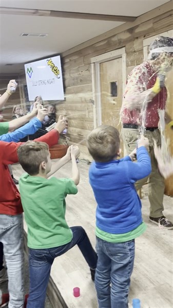 AWANA Silly String Night Kids who have hidden the most verses in their heart from each grade level got to spray Mr. Steve with Silly String. In some classes, there were four-way ties! He got sprayed with 22 whole cans! | Mountain View Baptist Church - Thomaston