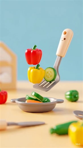 Tiny Spatula Magic in Mini Kitchen 🧸✨ | Cute Toy Veggie Flip