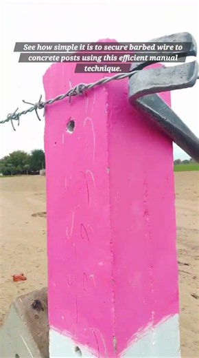 Efficient Barbed Wire Installation Technique on Concrete Fence Posts