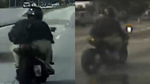 Police look for motorcyclist they say dragged an officer across several lanes of traffic