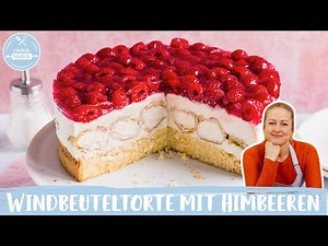 Windbeuteltorte mit Himbeeren 🍰 | wie vom Konditor | Einfach Backen