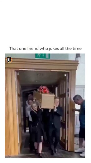 You can't spell funeral without some FUN 🤣 Follow @bustedtees for more! This viral coffin carrying video is a masterclass in blink-and-you-miss-it comedy. As a group of guys appear to carry a coffin together, the middle guy suddenly lets go completely—one hand drops to his side while the other casually touches his nose—exposing that he was never helping at all. The coffin doesn’t even wobble, perfectly revealing he was just pretending to carry it the entire time. It’s peak subtle visual humor, 