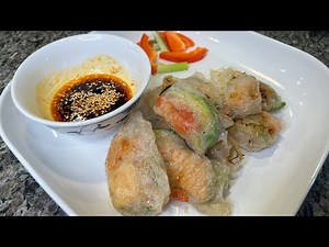 Simple dish to make at home fried salmon avocado rice paper rolls