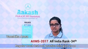 AIIMS 2017 Topper: Vanshika Arora - AIR 34 | Aakash Institute