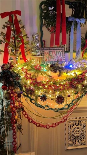 DIY wired ribbon garland! I found the ribbon at Michael’s! #maximalistchristmas #diychristmas