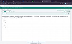 In a chemistry lab, the temperature of a solution, f(s), in deg... | Filo