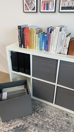 Jennifer Johnson on Instagram: "I’ve never loved filing cabinets so I’m always trying to find ways to hide my filing systems! Picked up this filing bin yesterday at @thecontainerstore and it’s a perfect fit for cube storage systems!"