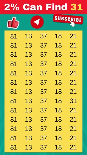 Can You Spot the Number 31 in Just 5 Seconds? #shortsfeed #ytshorts
