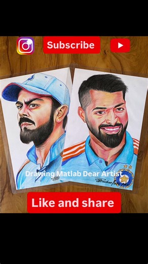 Indian cricket player#drawing #viratkohli #hardikpandya #india #viraldrawingshorts #viralvideo #art