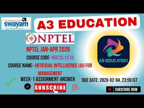NPTEL Artificial Intelligence (AI) for Management Week 1 Assignment Answers | noc26-cs10