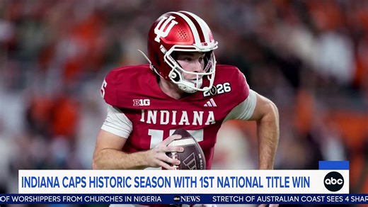 INDIANA FOOTBALL MAKES HISTORY! The team, capping a historic season with the school’s first national championship. ABC’s Sophie Flay has all the highlights. | World News Now