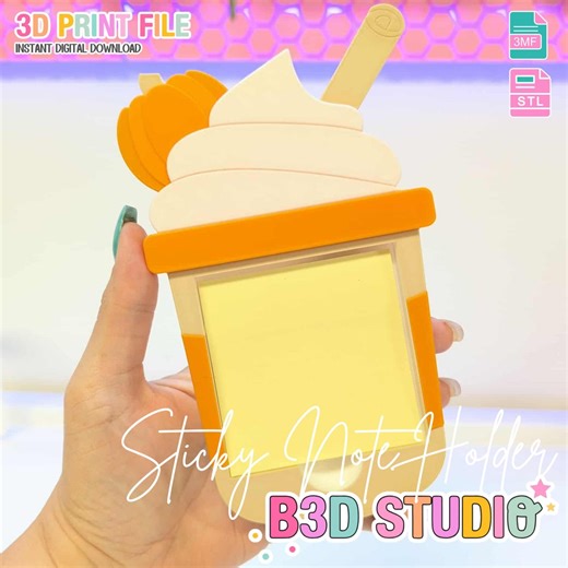 Pumpkin Latte Sticky Note Holder: 3D Print File (STL/3MF Digital Download) - Etsy