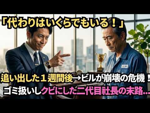 「代わりはいくらでもいる！」と65歳清掃員をゴミ扱いしクビにした二代目社長→直後、ビルが崩壊の危機！？謎の老人が現れ「この方は私の恩人だ」社長の末路が…【実話】に基づくフィクション、スカッとする話