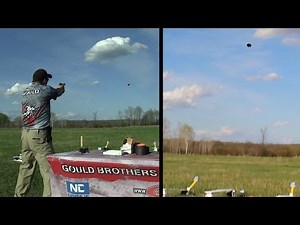 Shooting a Clay Out of the Air Using a .22 Pistol/.38Spl/MGM Popper and Pigeon Flipper