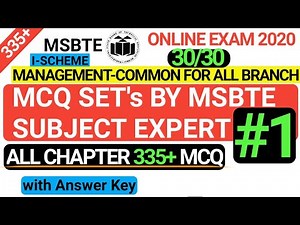 🔴Management-ALL CH MCQ | MAN | 22509 | MSBTE | SEM 6 | MCQ MAN | MAN MSBTE | Online I-scheme 2020imp