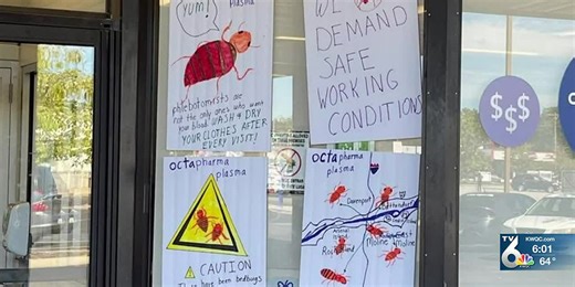 Octapharma Plasma investigating “situation” at Moline location, employee alleges bed bug infestation