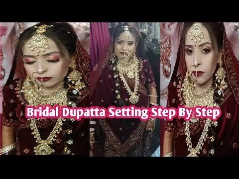 👰‍♀💐Bridal Dupatta Draping Step By Step | Easy Elegant Draping For Beginners | Full Bridal Tutorial