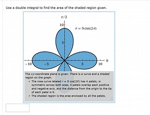 Use a double integral to find the area of the shaded region giv... | Filo