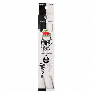 Apple Barrel Multi-Surface Medium Tip Paint Pens Set, Black & White, 2 Piece