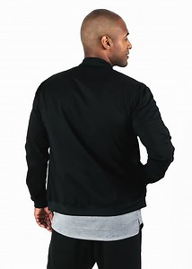 Men's lightweight bomber jacket with snaps, black