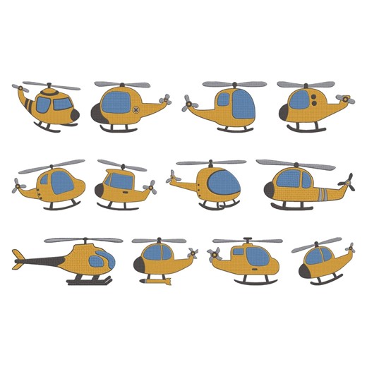 Helicopter Cartoon Toy Embroidery Design, Cartoon Helicopter Toy Machine Embroidery File, 12 Design, 9 Size, Instant Download - Etsy