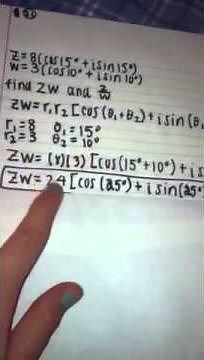How to find zw and z/w in polar form