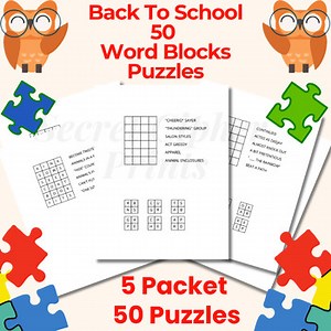 Word Blocks Puzzle Pack – 50 Printable Logic & Vocabulary Puzzles