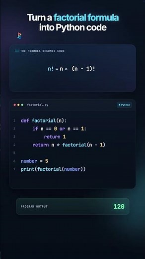Python Factorial Program from Formula to Code #coding