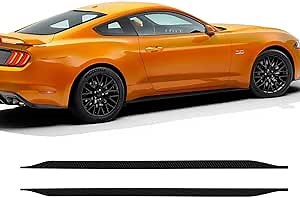 2 Pieces Car 5D Carbon Fiber Vinyl Mustang GT Side Stripes Rocker Panel Decals Stickers for Ford Mustang 2015 2016 2017 2018 2019 Accessories