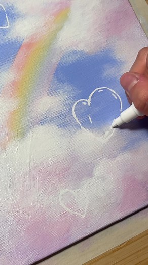 Bonbon clouds☁️🩵🎨#acrylicpainting #아크릴화 #힐링 #clouds