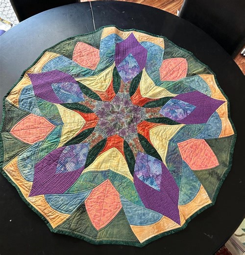 Quilted Sunburst Table Topper Round (tablecloth) W/A Blooming, Mandala-like Effect of Colorful Pattern, Cotton Fabric 35” Double Sided - Etsy Canada
