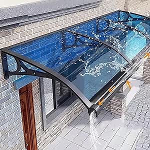 Window Awning Door Canopy with Aluminum Bracket, Front Doors/Windows Overhang Awning for Sun Shutter, UV, Rain