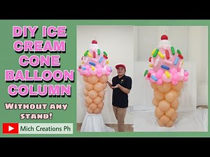 HOW TO MAKE AN ICE CREAM CONE BALLOON WITHOUT ANY STAND! | ICE CREAM BALLOON COLUMN NO STAND