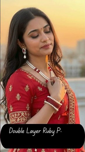 Double Layer Ruby Pendant Pearl Necklace | Genuine Pearls (AA Quality) #pearljewelry #pearlnecklace