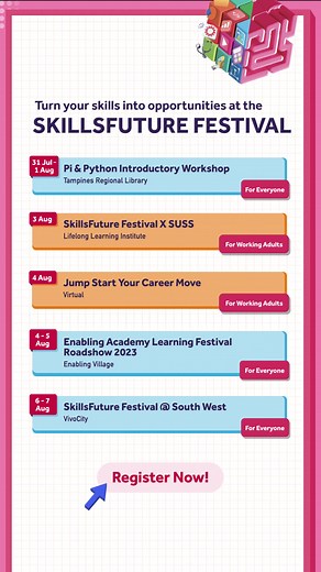 🌟 An incredible lineup of exclusive events and activities await you this week! Check out the full lineup at #linkinbio. #SkillsFutureFestival #SkillsFutureSG #lifelonglearning #sgtiktok