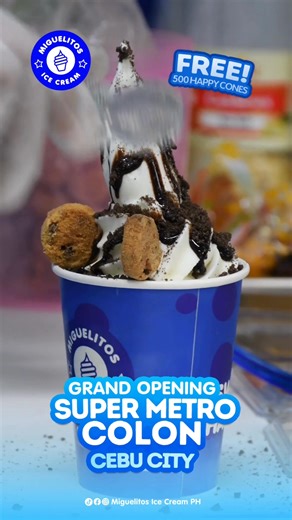 Cebu, it’s finally here! 🎉 Miguelitos Ice Cream is now OPEN at Super Metro Colon Cebu! Celebrate our grand opening with Vanilla Sundae Feist 🍦 and Hershey’s 🍫 — made to satisfy every ice cream craving. 📍 Visit us today and be part of the celebration! See you, Ka-Miguelitos! 💙 #MiguelitosIceCreamPh #SwirlingHappiness #IceCream | Miguelitos Ice Cream Philippines