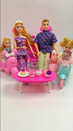 satisfying with unboxing video miniature barbie family set collection ASMR 🎀💞