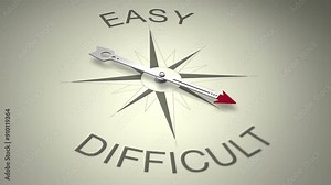 Easy Versus Difficult Arrow 3D Animation. Symbolizes human decisions.