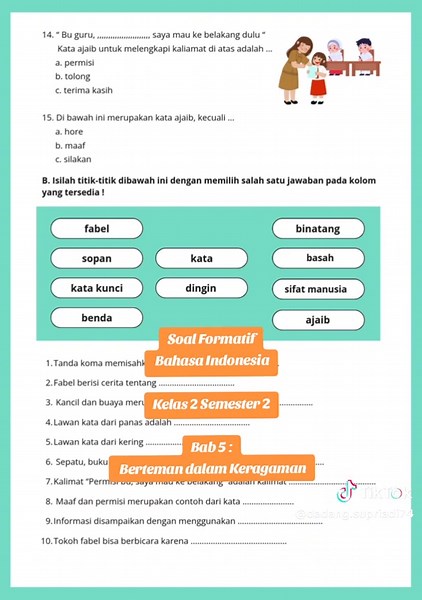 Soal Formatif Bahasa Indonesia Kelas 2: Keragaman