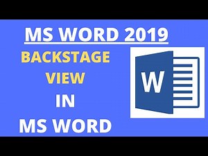 Backstage View In MS WORD?