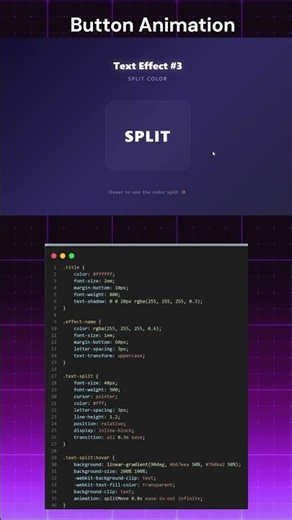 Split Color Text Animation - Pure CSS! ✨ #Shorts