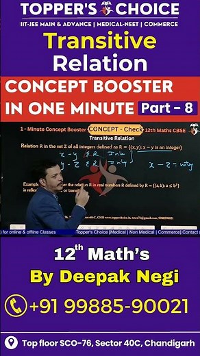 Transitive Relation Example | Set of Integers Z | Relations & Functions | Class 12 Maths | Part 8