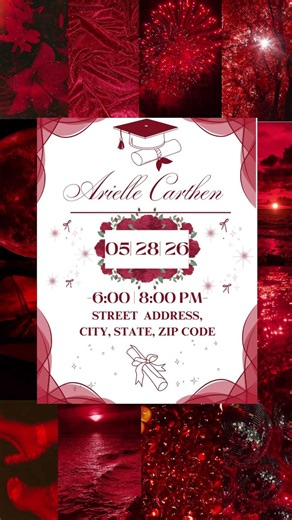 Red and White Graduation Invitation