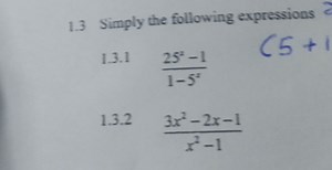 Simplify the following expressions:\( \frac{25x^2 - 1}{1 - 5x... | Filo