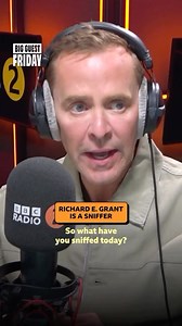Wasn’t expecting Richard E Grant to sniff our studio walls today 😂😂 Listen back to #BigGuestFriday on BBC Sounds | Scott Mills