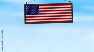 Shipment Container 4K Animation Hanging in the Sky, offloading at the dock. America consignment container animation