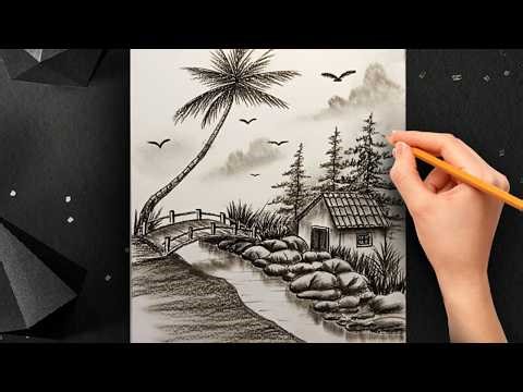 Easy Village Bridge Drawing (But the Ending is So Relaxing 😳)