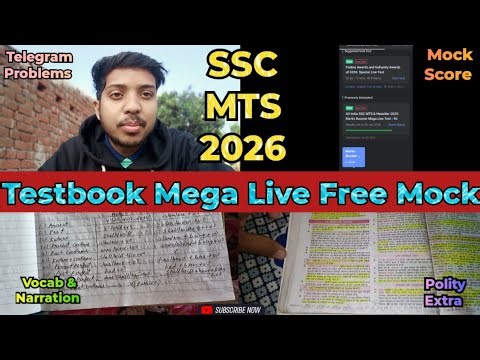 SSC MTS 2026 📚 TESTBOOK MEGA LIVE FREE MOCK TEST ✅ #youtubevideo
