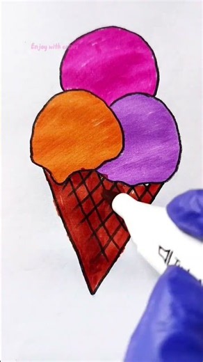 How to Draw a Cute Ice Cream Cone Step by Step 🍦 Marker Art #shorts #icecreamdrawing
